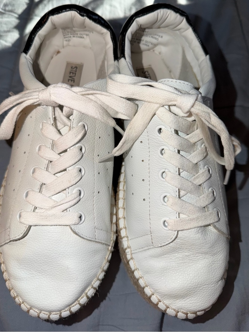 Steve Madden White Leather Platform Sneakers